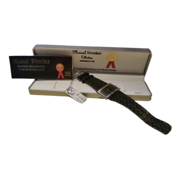 Marcel Drucker Collection Braided Black Leather Strap Watch and Dial NEW - Picture 1 of 8